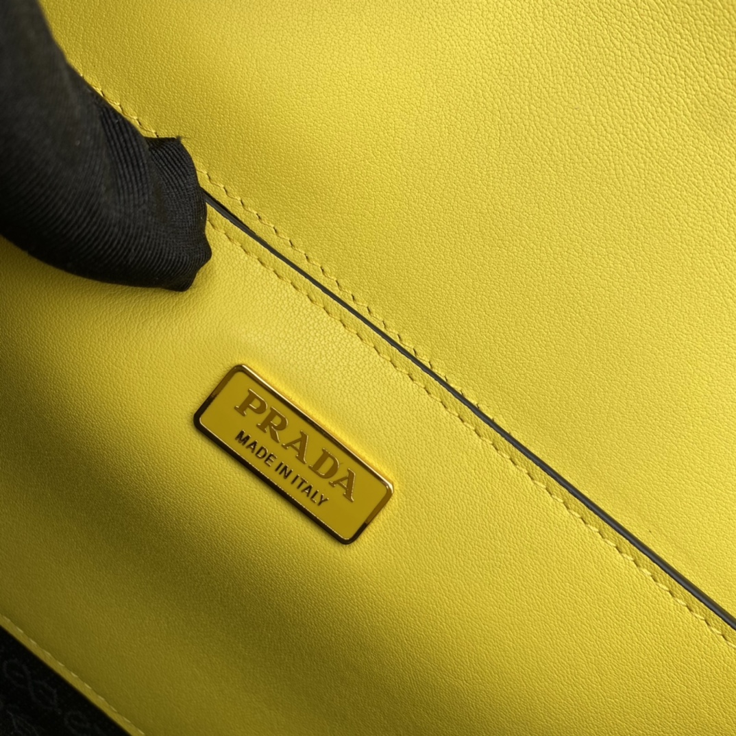 Prada Embleme Saffiano Leather Shoulder Bag Handbag Citron Yellow 1BD320